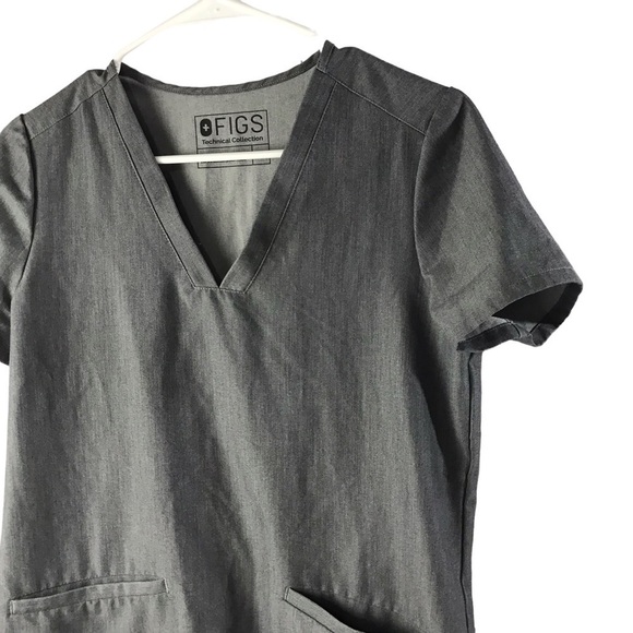 Figs Scrub Top Casma Women's Graphite Grey Three-Pocket Uniform Nurse XS - Picture 6 of 9